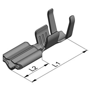 RFB 8121.025 R 2,5-1,5 Terminale a boccola a crimpare non isolato con premi guaina Uscita cavo: 180° | Maschio | Diam Int. 2,36mm Sezione Cavo: 0,5 – 1,5 mm² | AWG: 20 – 16 Materiali: CuNiSi | Fe/Ni