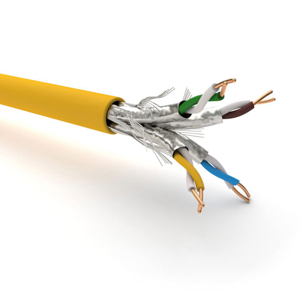 Cavo Cat 7A schermato S/STP LAN-Ethernet 4x2xAWG23/1-FRNC. Cavo di rete a doppini intrecciati schermato per trasmissione dati