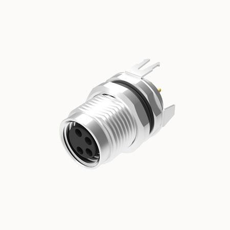 Connettore circolare M8 femmina da pannello inserimento posteriore