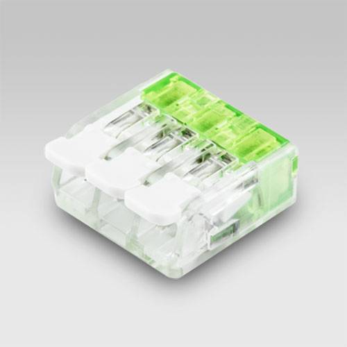 Morsetto elettrico tripolare trasparente senza viti 32A