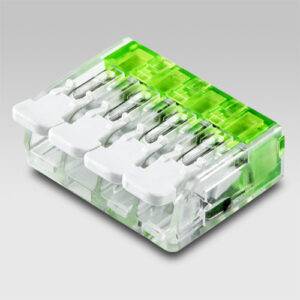Morsetto 4 poli trasparente senza viti per connessioni elettriche 32A
