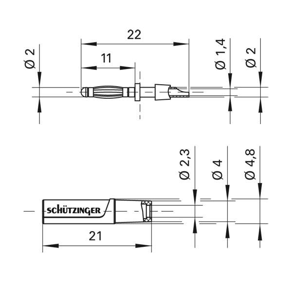 Connettore lamellare banana 2 mm maschio FK 02 L – Contatti nichelati - immagine 2