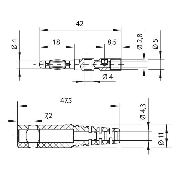 Connettore per spina a banana 4 mm FK 8 S Au | maschio | per cavi di diametro fino a 2 mm - immagine 2