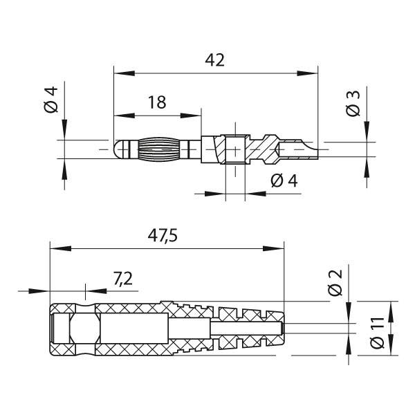 Spina a banana dritta con contatto lamellare diametro 4mm – FK 82 L Ni - immagine 2