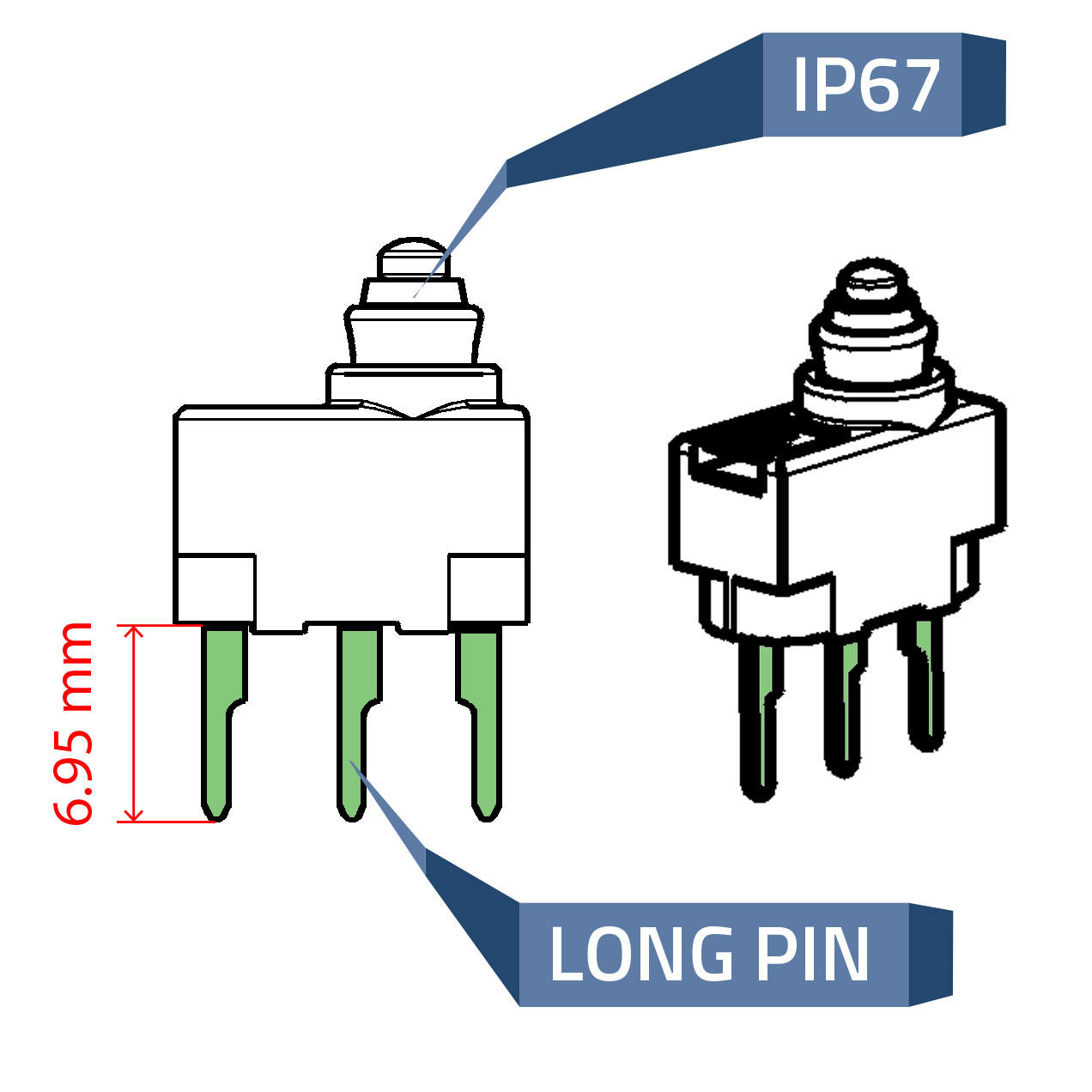 Microinterruttore IP67 Pin Lunghi PCB: La Soluzione per Montaggi Complessi - immagine 2
