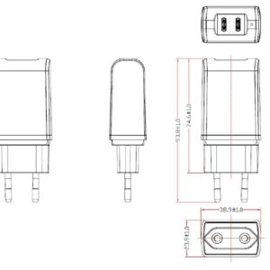GlobTek GTM86100-10VV-W2E-USB2C - Collegamento a presa elettrica - 10 W - 5-5.2 V