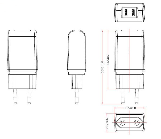 GlobTek GTM86100-10VV-W2E-USB2C - Collegamento a presa elettrica - 10 W - 5-5.2 V