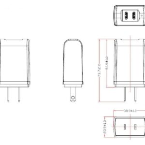 GlobTek GTM86100-10VV-W2-USB2C - Collegamento a presa elettrica - 10 W - 5-5.2 V