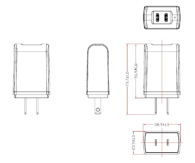 GlobTek GTM86100-10VV-W2-USB2C - Collegamento a presa elettrica - 10 W - 5-5.2 V