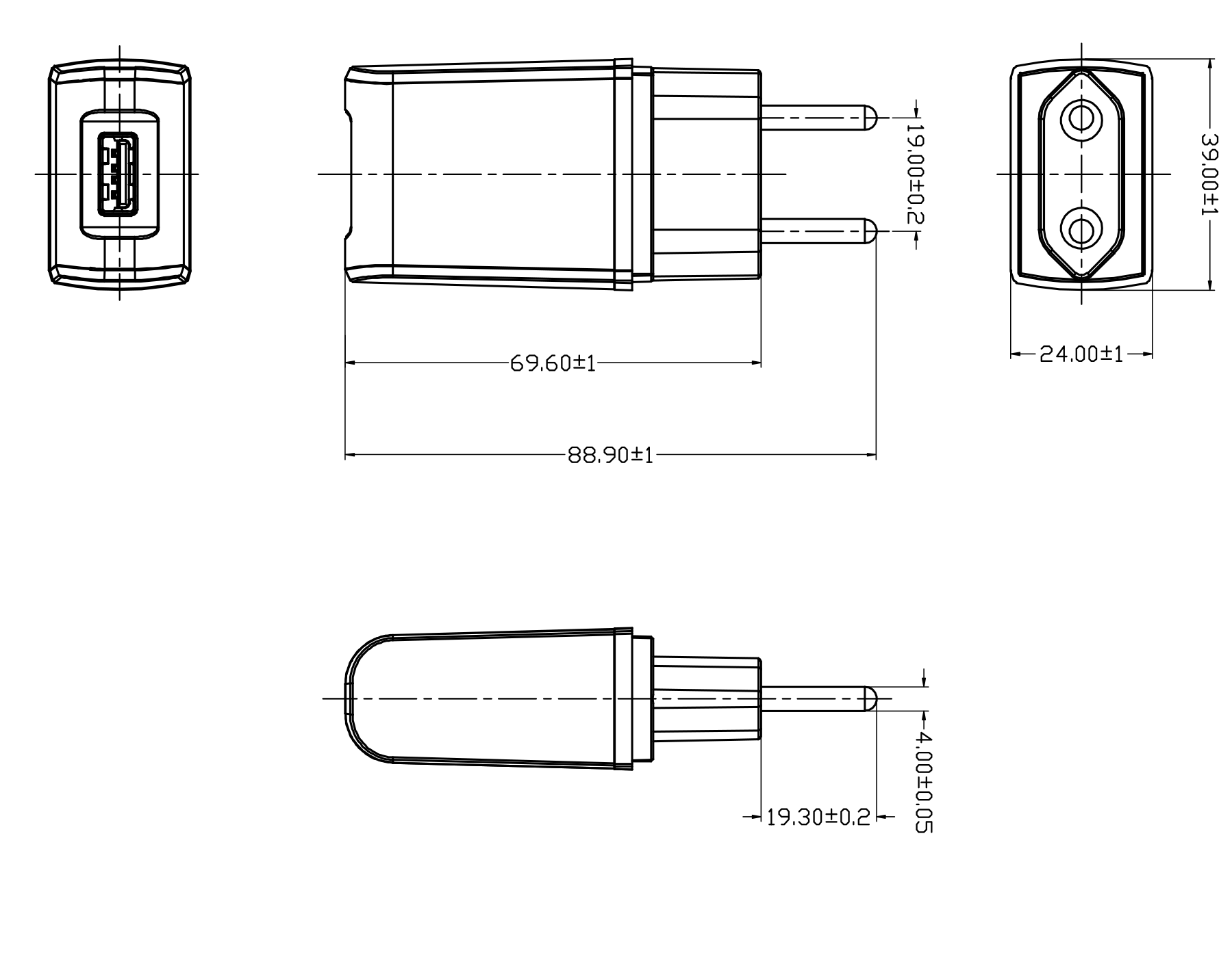 GlobTek GTM86100-10VV-W2B-USB - Collegamento a presa elettrica - 10 W - 5 V