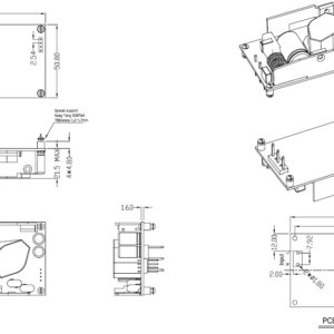 GlobTek GTM43007-AWWVV-FW (D2 with standoffs) - Per installazione interna, versione Open Frame - 60 W - 5-48 V