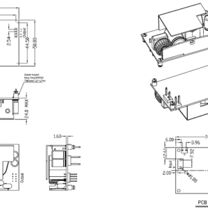 GlobTek GTM43007-AWWVV-F (D3 with standoffs) - Per installazione interna, versione Open Frame - 60 W - 5-48 V