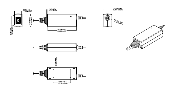 GlobTek GTM96600-65VV.V-TP(SR with fixed Plug 2 pin) - Esterno tipo computer - 65 W - 5-54 V