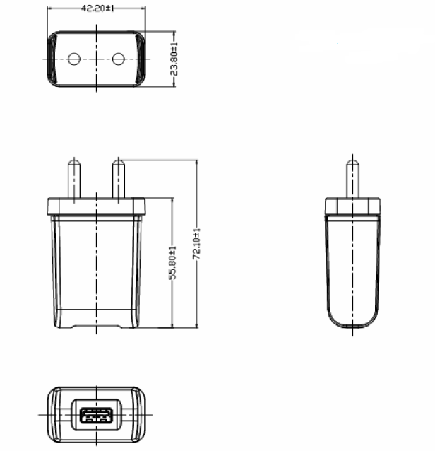 GlobTek GT-83084-WWVV-USB-W2IN - Collegamento a presa elettrica - 10 W - 5-5.2 V