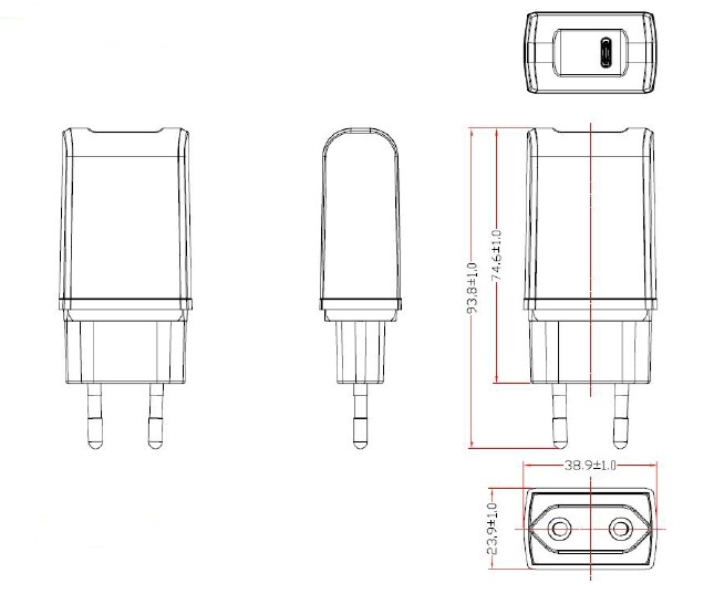 GlobTek GTM86100-10VV-W2E-USBC - Collegamento a presa elettrica - 10 W - 5-5.2 V